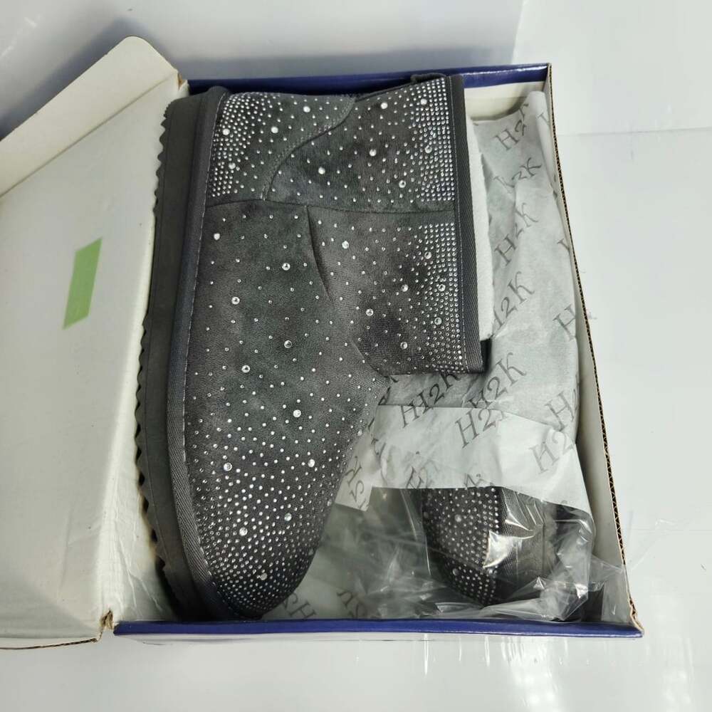 H2K Pride Boots Size 11 Gray Rhinestone Embellished Women Ankle Booties